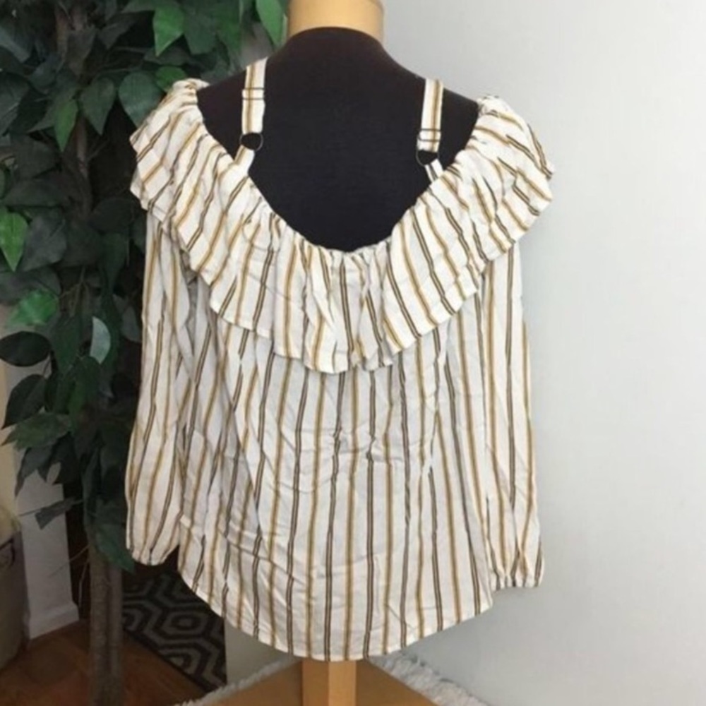 Maurices Striped Ruffle Button-Front Off-Shoulder Top NWT Size Small - Picture 7 of 12